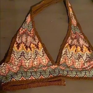 Boho hippie print halter bralette